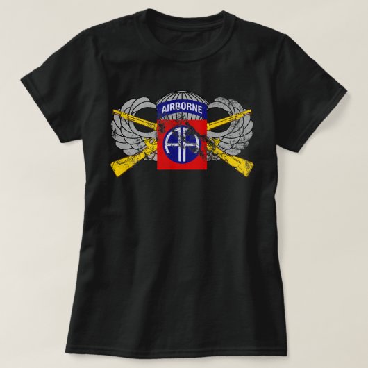 82nd Airborne Infantry Rifles and Parachutist Wing T-Shirt (Design vorne)