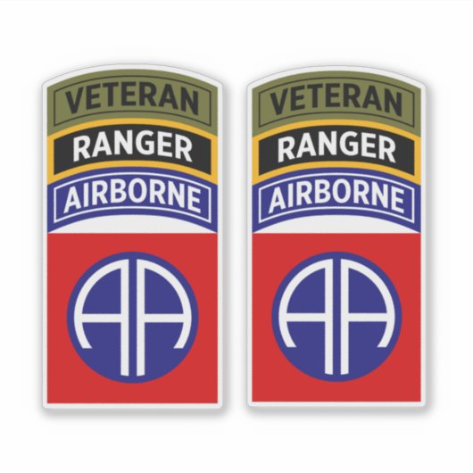 82nd Airborne Ranger Veteran Tab Patch Aufkleber (Vorderseite)