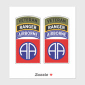 82nd Airborne Ranger Veteran Tab Patch Aufkleber (Blatt)