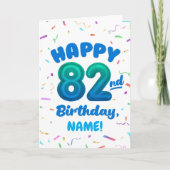 82nd Balloon Number Custom Name Birthday Card Karte (Vorderseite)