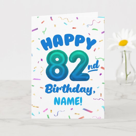82nd Balloon Number Custom Name Birthday Card Karte (Kleine Pflanze)