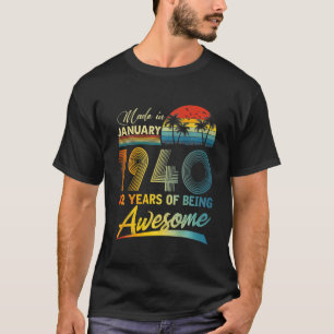 82Nd Geburtstagsgeschenk Vintag Retro Januar 1940  T-Shirt