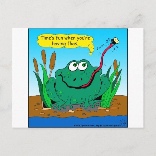 833 Fliegen Cartoon Postkarte (Vorderseite)