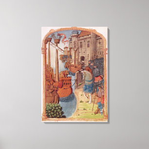 8378 Velin 745 Ritter f.1 zu Pferd, c.1350 Leinwanddruck