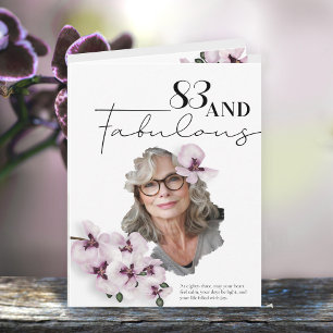 83 & Fabulous Orchid-Foto-Geburtstagskarte Karte
