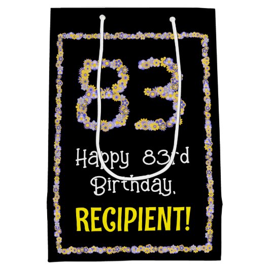 83. Geburtstag: Blumennummer, Individuelle Name, B Mittlere Geschenktüte (Rückseite)