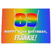83. Geburtstag: Farbiges, lustiges Regenbogenmuste Große Geschenktüte (Vorderseite)