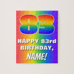 83. Geburtstag: Farbiges, lustiges Regenbogenmuste Puzzle