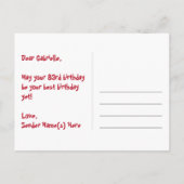 83. Geburtstag: Fun Hearts Pattern, Regenbogen 83 Postkarte (Rückseite)