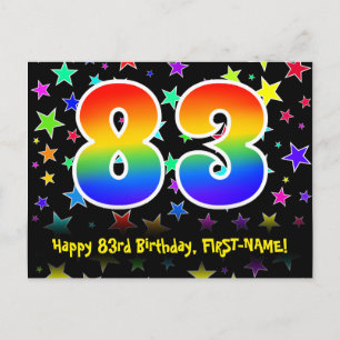 83. Geburtstag: Fun Stars Muster, Regenbogen 83, N Postkarte