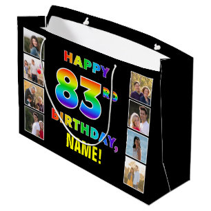 83. Geburtstag: Regenbogentext, benutzerdefinierte Große Geschenktüte