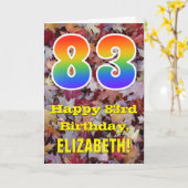 83. Geburtstag; Rustikale Herbstblätter; Regenboge Karte (Gelbe Blume)