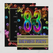83. Geburtstagsparty Einladung mit Blasen (Vorne/Hinten)