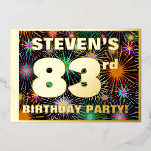 83. Geburtstagsparty — Spaß, farbenfrohe Feuerwerk Folieneinladung