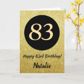 83. Happy Birthday Black and Gold Glitzer Card Karte (Gelbe Blume)
