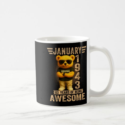 83 Year Old January 1943 Teddy Bear 83rd Birthday Kaffeetasse (Rechts)