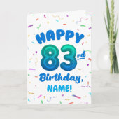 83rd Balloon Number Custom Name Birthday Card Karte (Vorderseite)