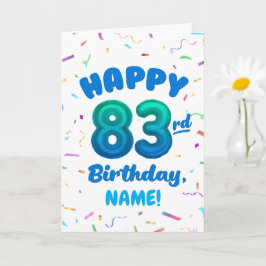 83rd Balloon Number Custom Name Birthday Card Karte