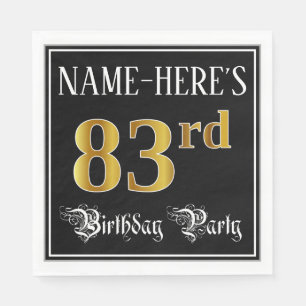 83rd Birthday Party — Fancy Script, Faux Gold Lo Serviette