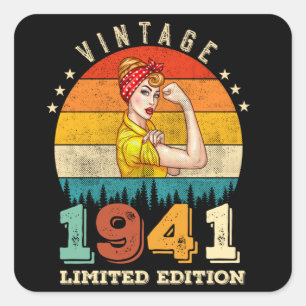 84. Geburtstag 1941 Vintage 84. Geburtstag Frauen Quadratischer Aufkleber