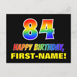 84. Geburtstag: Bold, Fun, Simple, Rainbow 84 Postkarte