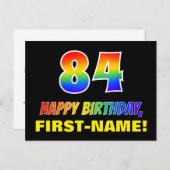 84. Geburtstag: Bold, Fun, Simple, Rainbow 84 Postkarte (Vorne/Hinten)