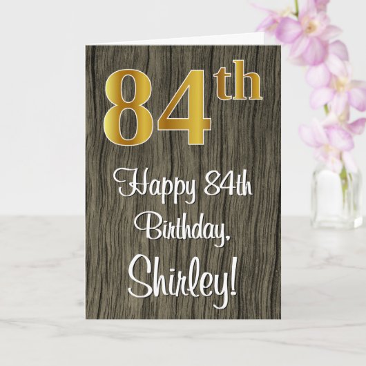 84. Geburtstag: Elegante Imitate Gold Look #, Imit Karte (Orchidee)