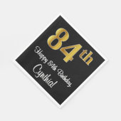 84. Geburtstag ~ Elegante Luxuriöse Imitate Gold L Serviette (Ecke)