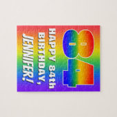 84. Geburtstag: Farbiges, lustiges Regenbogenmuste Puzzle (Horizontal)