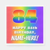 84. Geburtstag: Farbiges, lustiges Regenbogenmuste Serviette (Vorderseite)