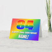 84. Geburtstag: mehrfarbiges Regenbogenmuster # 84 Karte (Vorderseite)