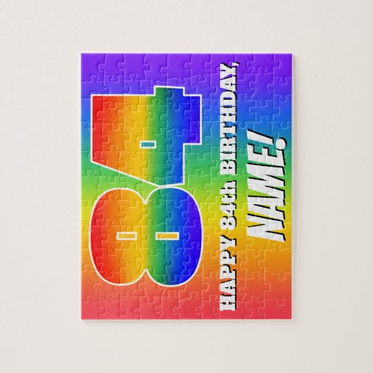 84. Geburtstag — mehrfarbiges Regenbogenmuster "84 Puzzle (Vertikal)
