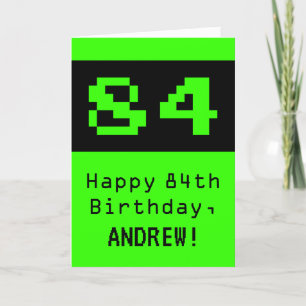 84. Geburtstag: Nerdy / Geeky Style "84" und Name Karte