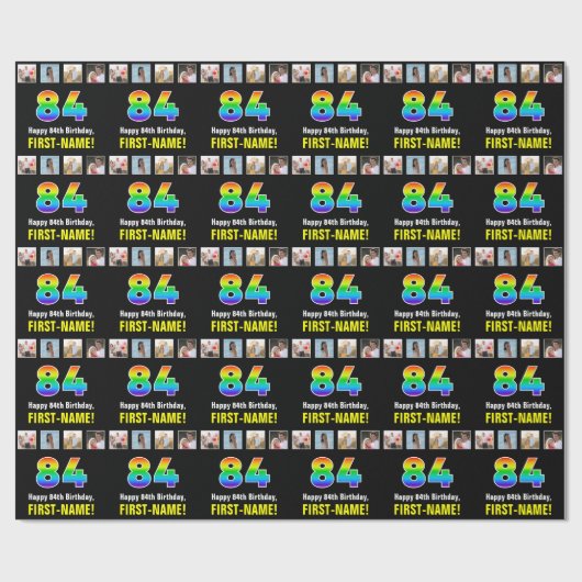 84. Geburtstag: Regenbogen "84"; benutzerdefiniert Geschenkpapier (Flach)