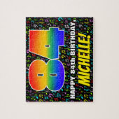 84. Geburtstag — Spaß, bunte Musiksymbole & "84" Puzzle (Vertikal)