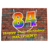 84. Geburtstag: Spaß, Graffiti-Inspiriert Regenbog Große Geschenktüte (Vorderseite)