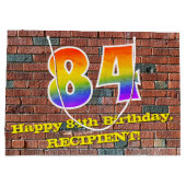 84. Geburtstag: Spaß, Graffiti-Inspiriert Regenbog Große Geschenktüte (Rückseite)
