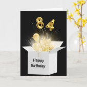 84. Geburtstagsballons in weißer Box Karte (Gelbe Blume)