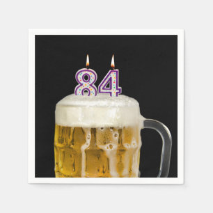 84. Geburtstagsbär auf schwarz Serviette
