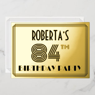 84. Geburtstagsfeier — Art Deco-Stil “84” & Name Folieneinladung