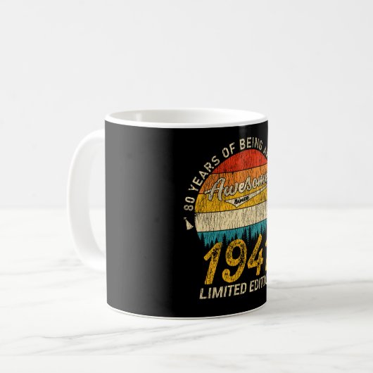 84 Jahre alt 1941 Retro Phantastisches 84. Geburts Kaffeetasse (Vorderseite Links)
