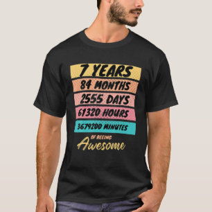 84 Monate Kinder Retro Vintag 7 Jahre alt Geburtst T-Shirt