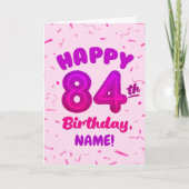 84th Balloon Number Custom Name Birthday Card Karte (Vorderseite)