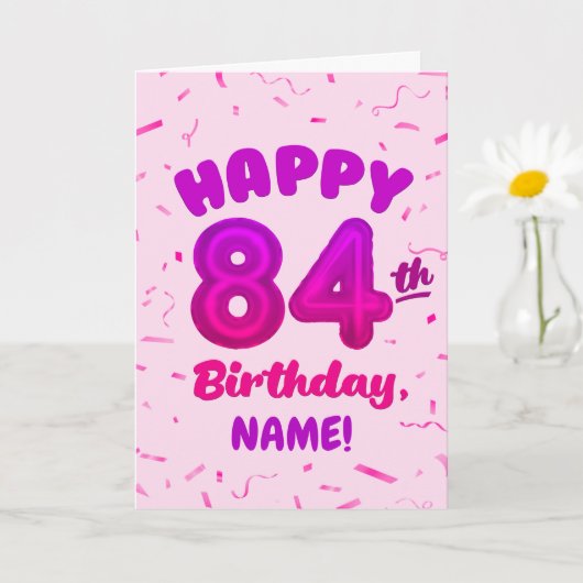 84th Balloon Number Custom Name Birthday Card Karte (Kleine Pflanze)