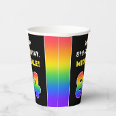 84th Birthday: Colorful Rainbow # 84, Custom Name Pappbecher (Rechts)