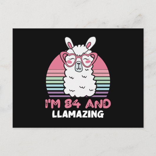 84th Birthday Llamazing Llama 84 Year Old Birthday Postkarte (Vorderseite)