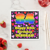 84th Birthday: Loving Hearts Pattern, Rainbow # 84 Serviette (Beispiel)