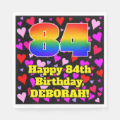 84th Birthday: Loving Hearts Pattern, Rainbow # 84 Serviette (Vorderseite)