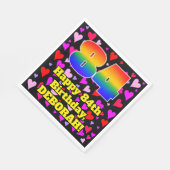 84th Birthday: Loving Hearts Pattern, Rainbow # 84 Serviette (Ecke)