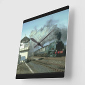 850 storms along the Settle_Steam Train Quadratische Wanduhr (Winkel)